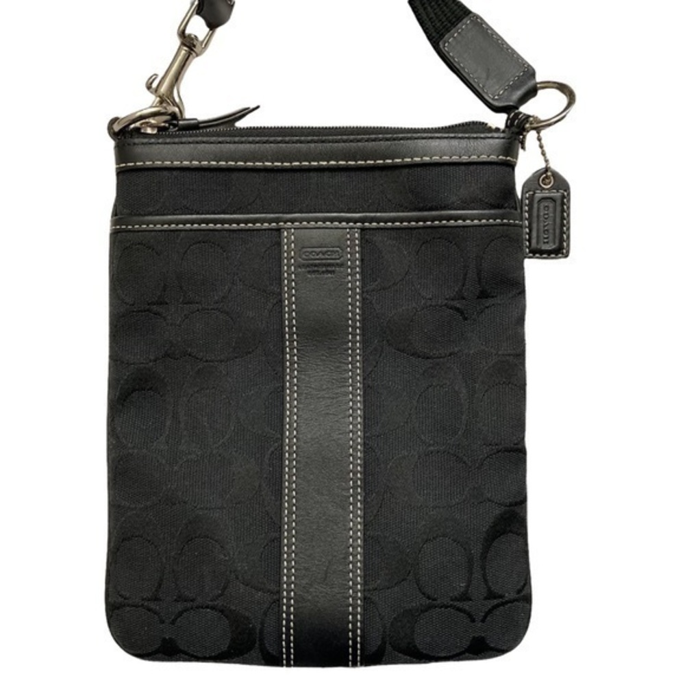 Coach black signature c and leather swingpack crossbody bag